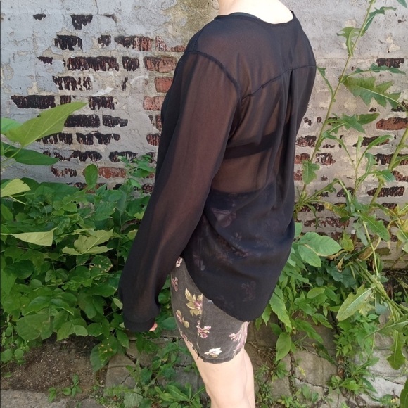Black Sheer Long Sleeve Top - Picture 6 of 14